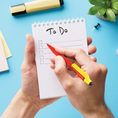 Promotional pen writing on to do list