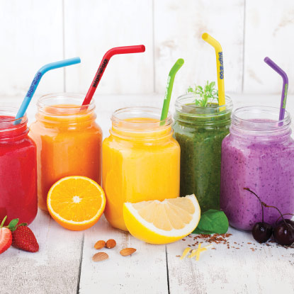 Silicone straws in fruit juice