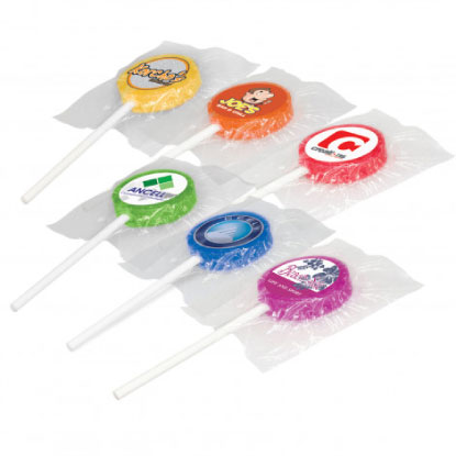 Lollipops with full colour sticker