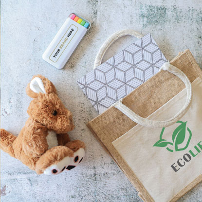 Promotional products on floor