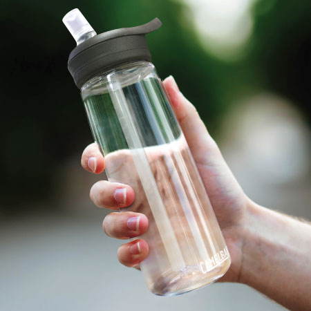 Holding Camelbak drink bottle