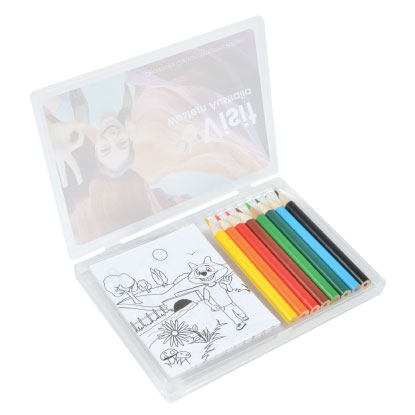 Colouring set with full colour sticker