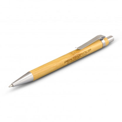 Engraved logo on bamboo pen