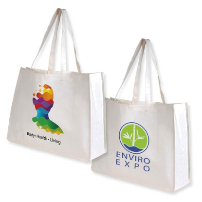 Bamboo shopping tote with logo print example