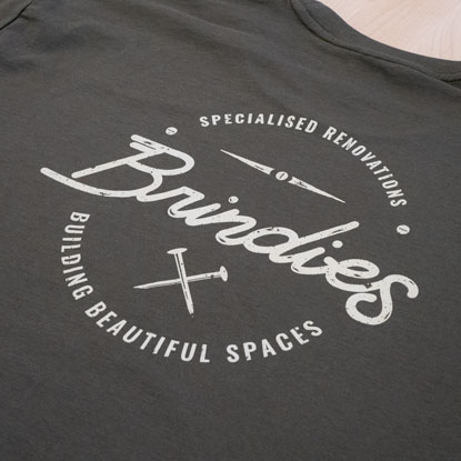 Brindies printed tee with retail inspired decoration