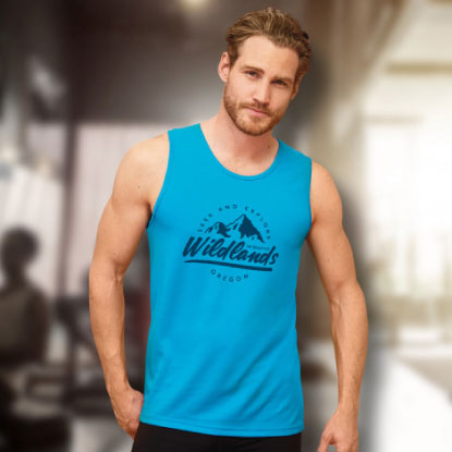 Man wearing wildlands promotional singlet