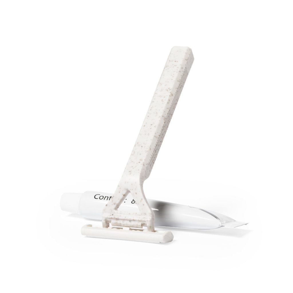 A shaving kit made from eco-friendly wheat straw