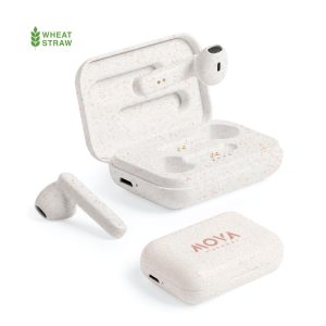 a pair of wheat straw earphones