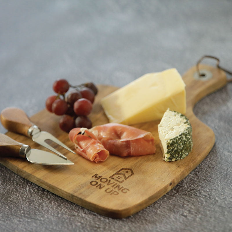 The Andalucia Cheeseboard & Knife Set with laser engraved decoration