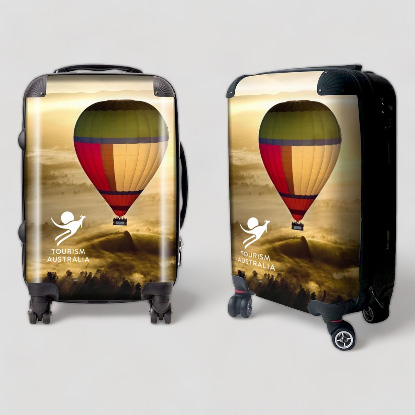 Full colorur sublimated suitcases with 4 wheels.