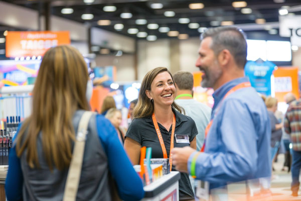 Smiling people at trade show
