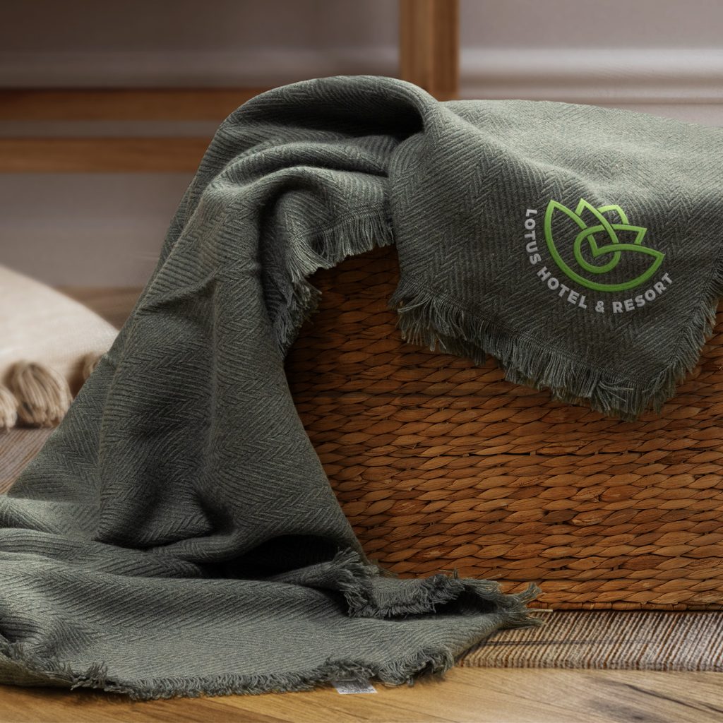 Branded Blanket in Basket