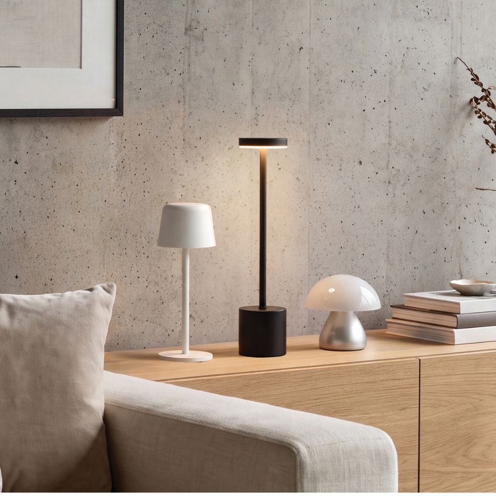 Premium Corporate Christmas Gift Ideas Australia Modern portable table lamps displayed in a stylish home, a premium corporate Christmas gift idea for clients and employees in Australia.