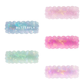 Wavy Rectangle Iridescent Hair Clips