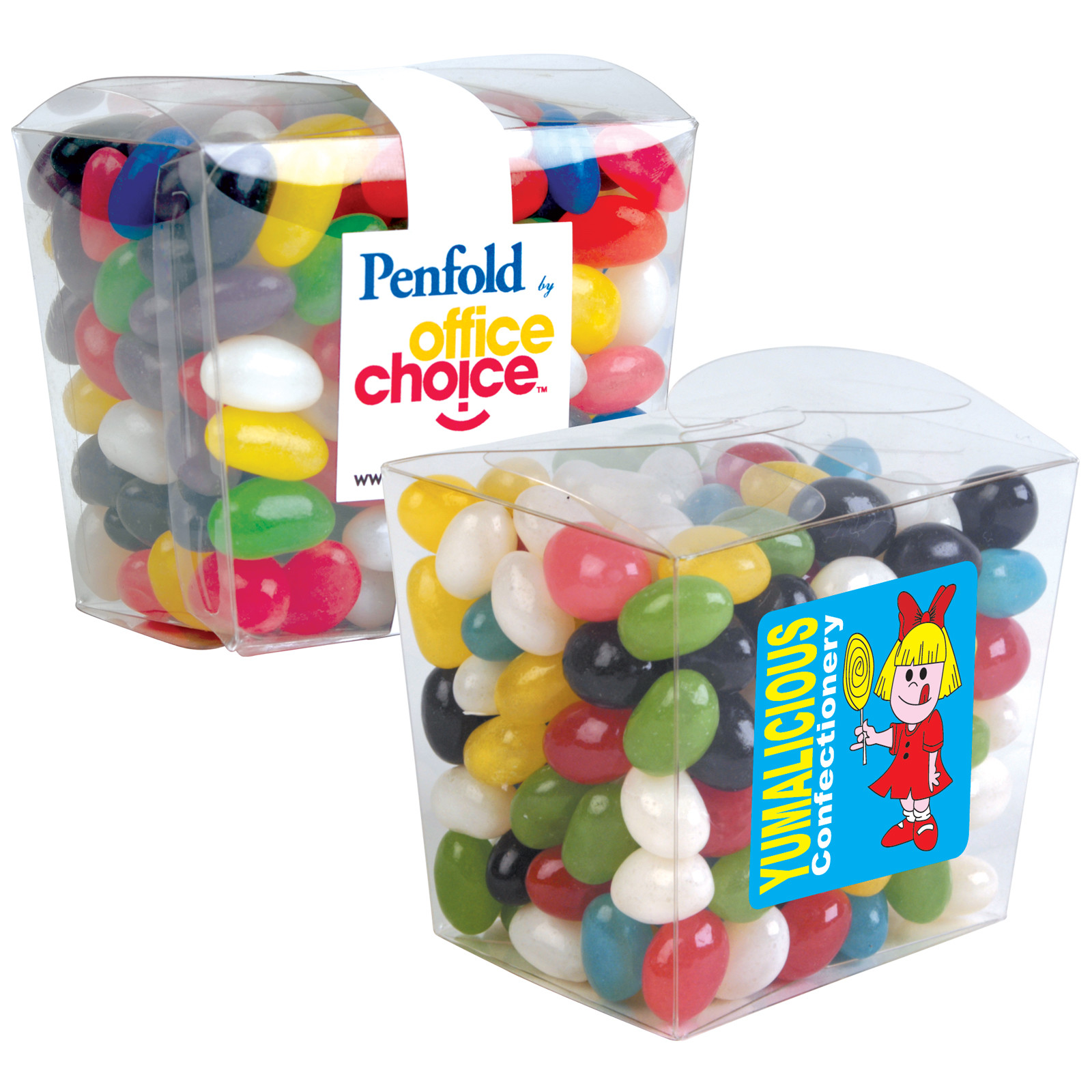 Promotional Assorted Mini Colour Jelly Beans in Clear Boxes Branded Online Promotion Products