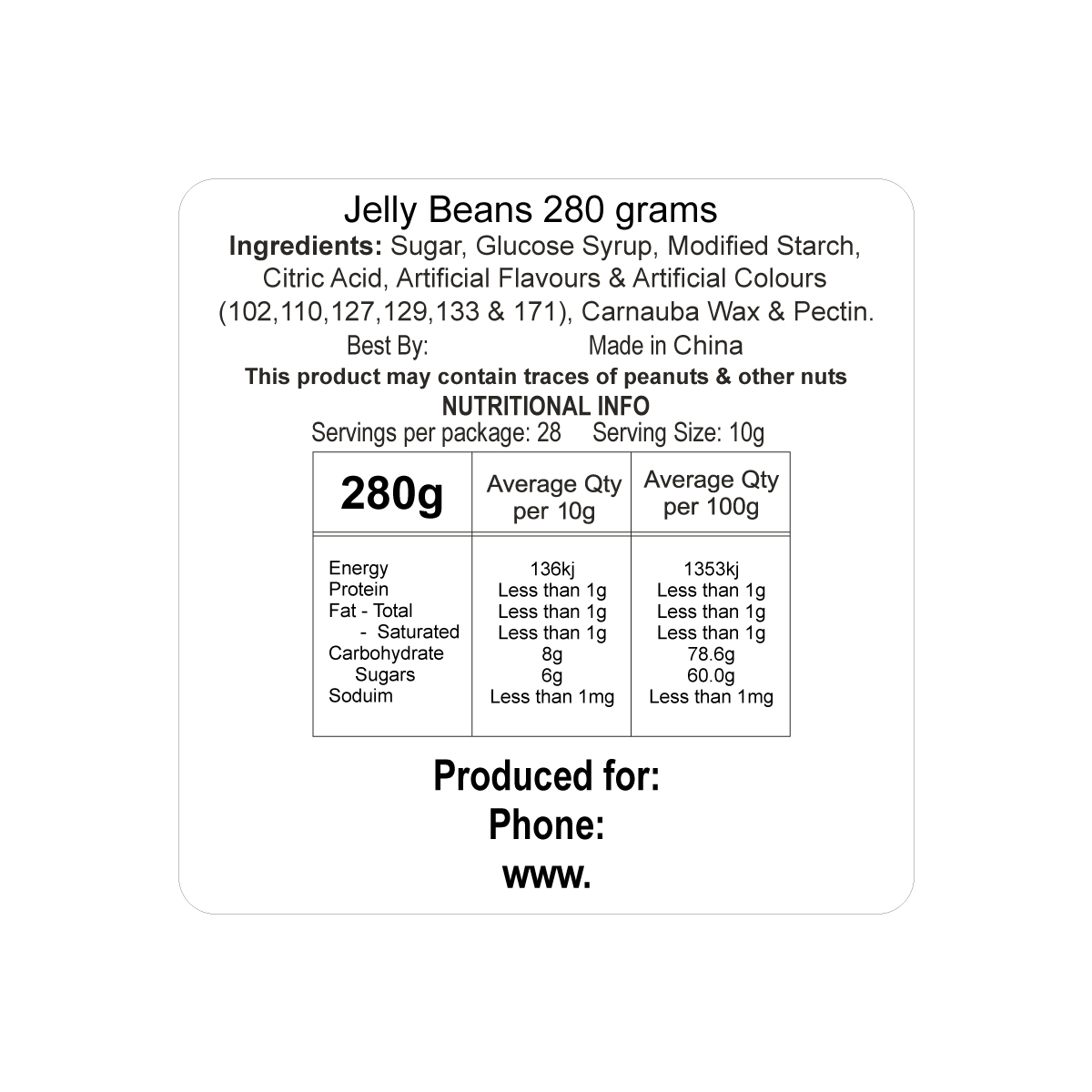 Undecorated Filled Label