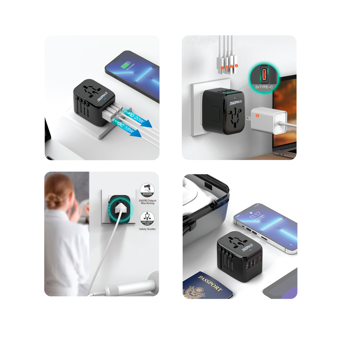 Universal Usb Adapter Set Promotional Universal USB Travel Adapters | Promotion Products