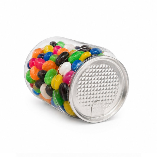 Assorted Jelly Beans in Clear Can 210g - Angle