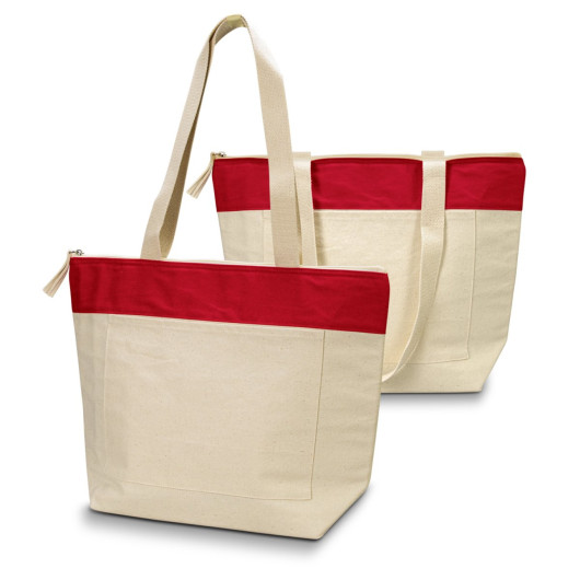 Emporium Cotton Cooler Tote Natural/Red