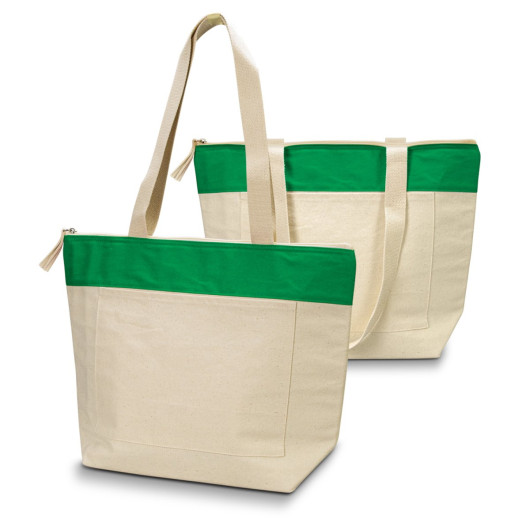 Emporium Cotton Cooler Tote Natural/Kelly Green