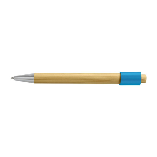 Unwind Bamboo Spinner Pen Natural/Light Blue