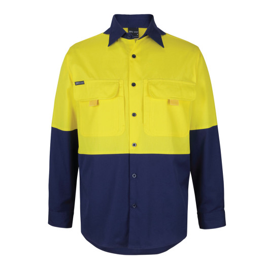 Yellow Blue Ripstop Promotional HI Vis Ripstop Long Sleeve Shirts | Promotion Products