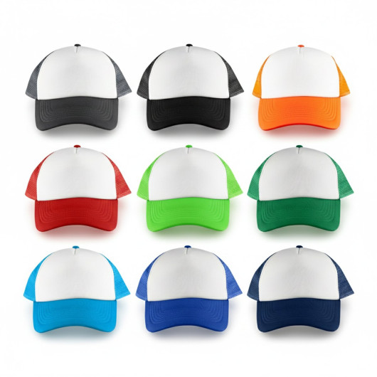 White Front 5 Panel Trucker Mesh Cap  HDW003_10