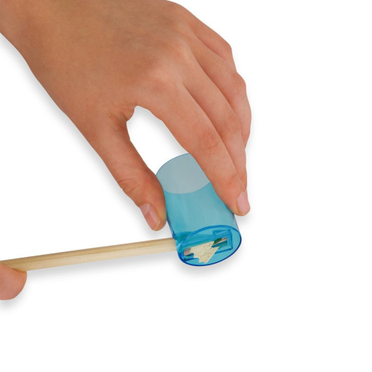 Colouroo Long Pencils in Tube - Sharpening Cap in Use