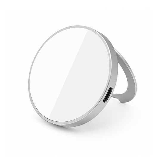 Puck Magnetic Phone and Watch Charger with Stand - Silver/White