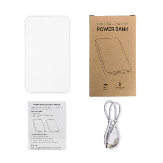 Dynamo Solid State Power Bank - Contents White Power Bank