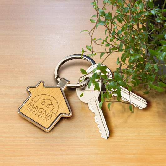 Key Rings For Developers Promotional Wooden House Shaped Keyrings | Promotion Products