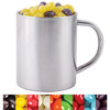 Corporate Colour Mini Jelly Beans in Stainless Steel Mugs