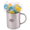 Corporate Coloured Lollipops in Stainless Steel Mugs